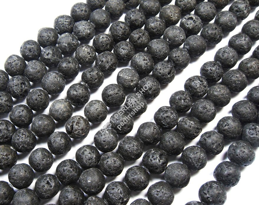 Lava Perle EDELSTEIN Pietra Naturale Gemstone Beads nero 10mm circa 40